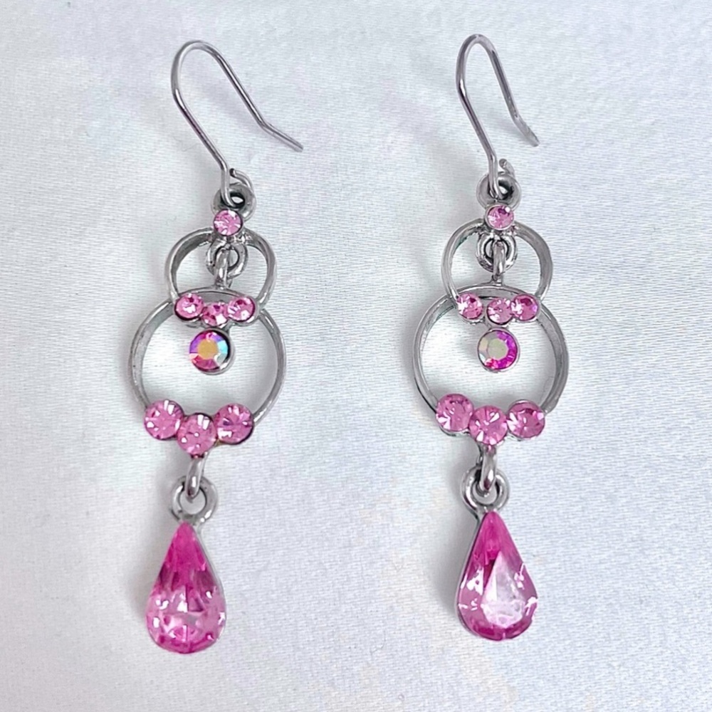 Beautiful baby pink diamond drop earrings